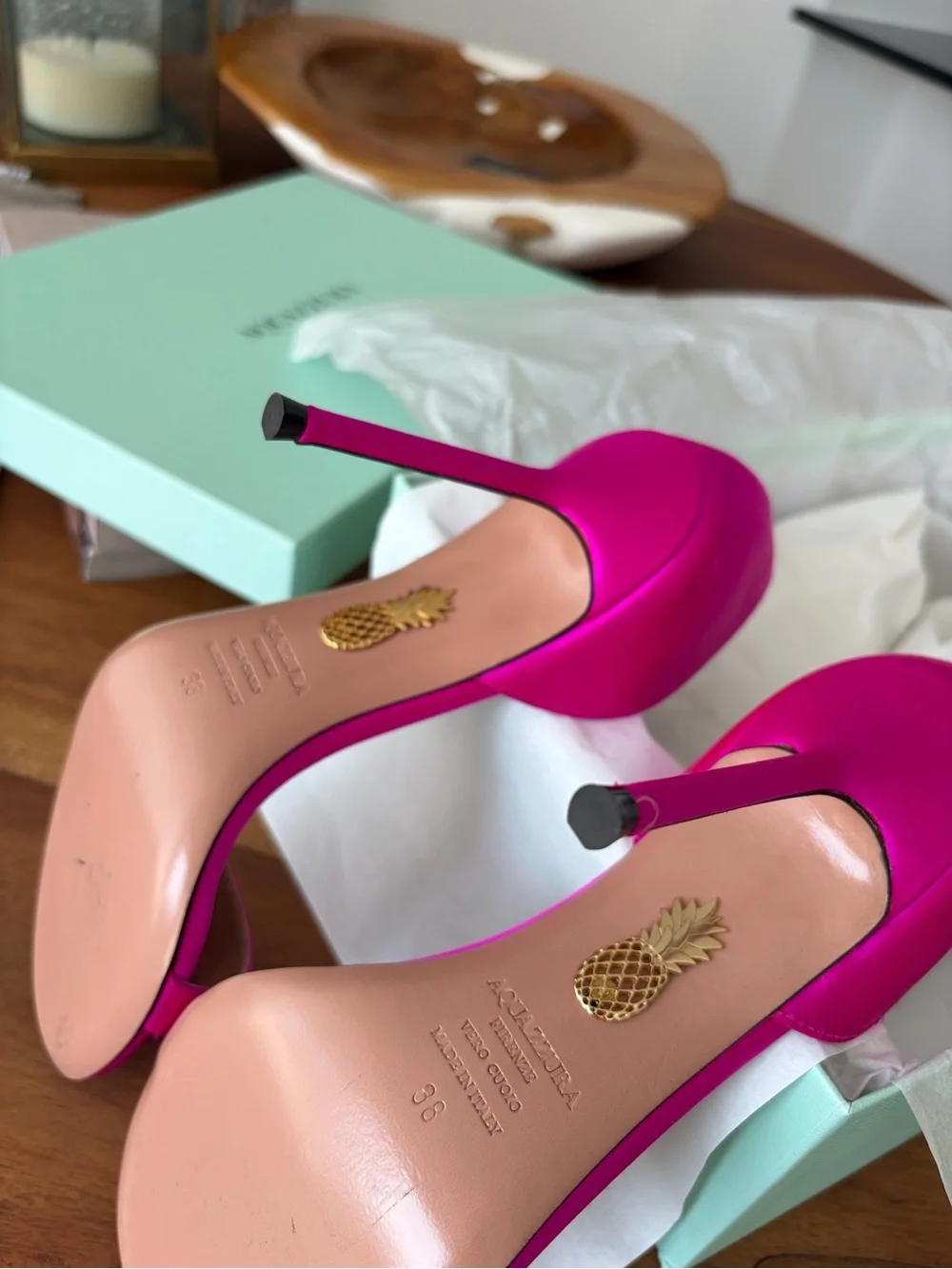 Aquazzura Uptown Sandal 105 Exotic Orchid Satin Heels Size 38